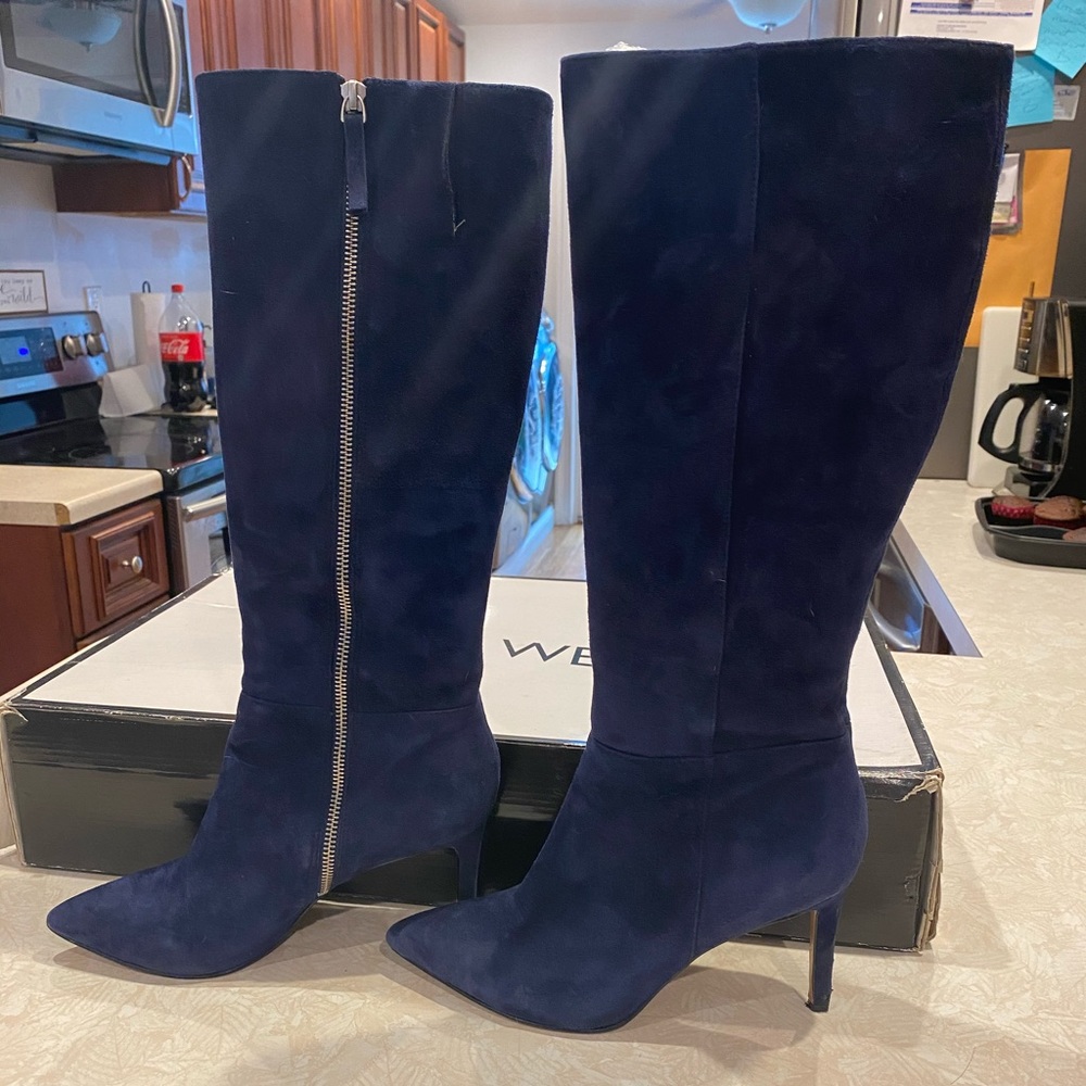 Nine West Tall high heel navy blue suede boot